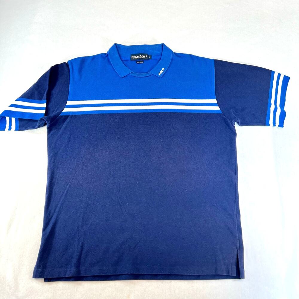 Polo Golf Ralph Lauren Vintage Made in USA Shirt Men's XL Royal and Navy Blue